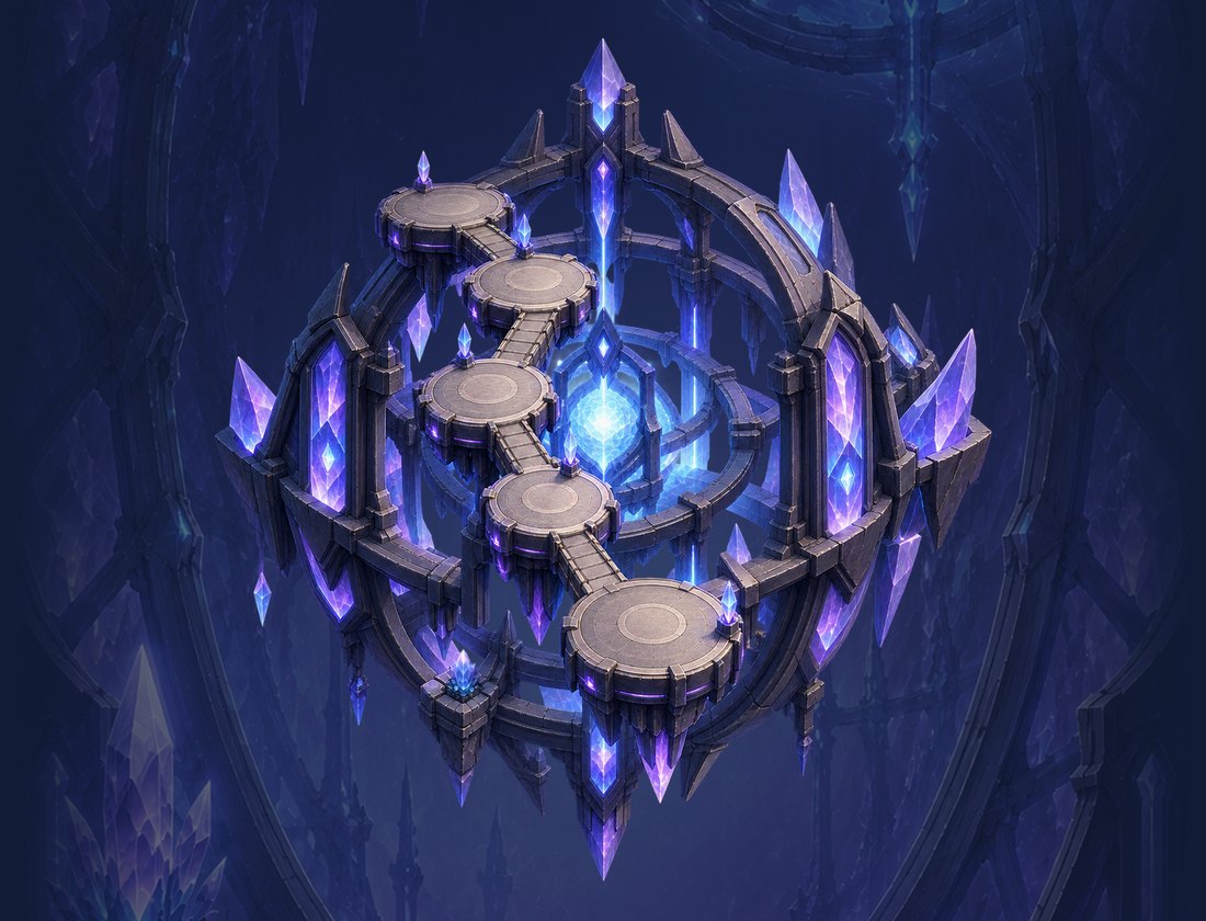 The Hollow Lantern: a hollow stone world surrounding a blue source of light.