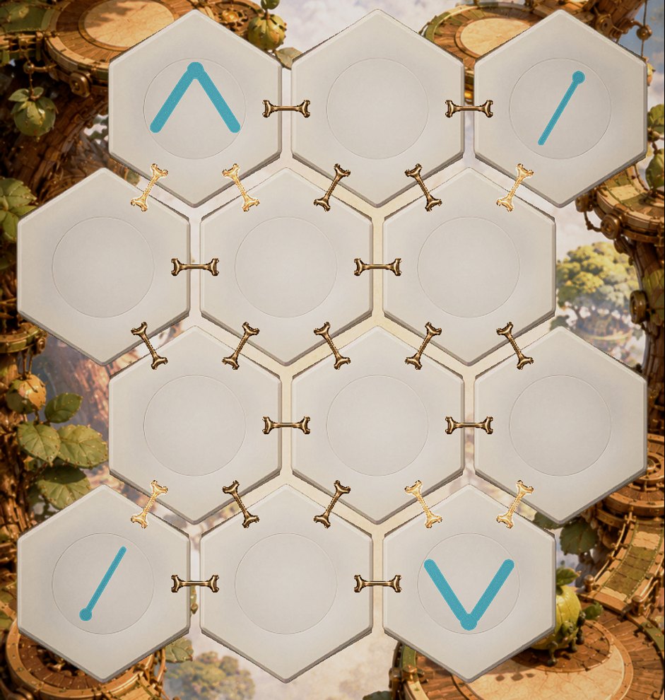 Actual LYRA puzzle board in Lumen Grove before a pulse, with connected ivory tiles.